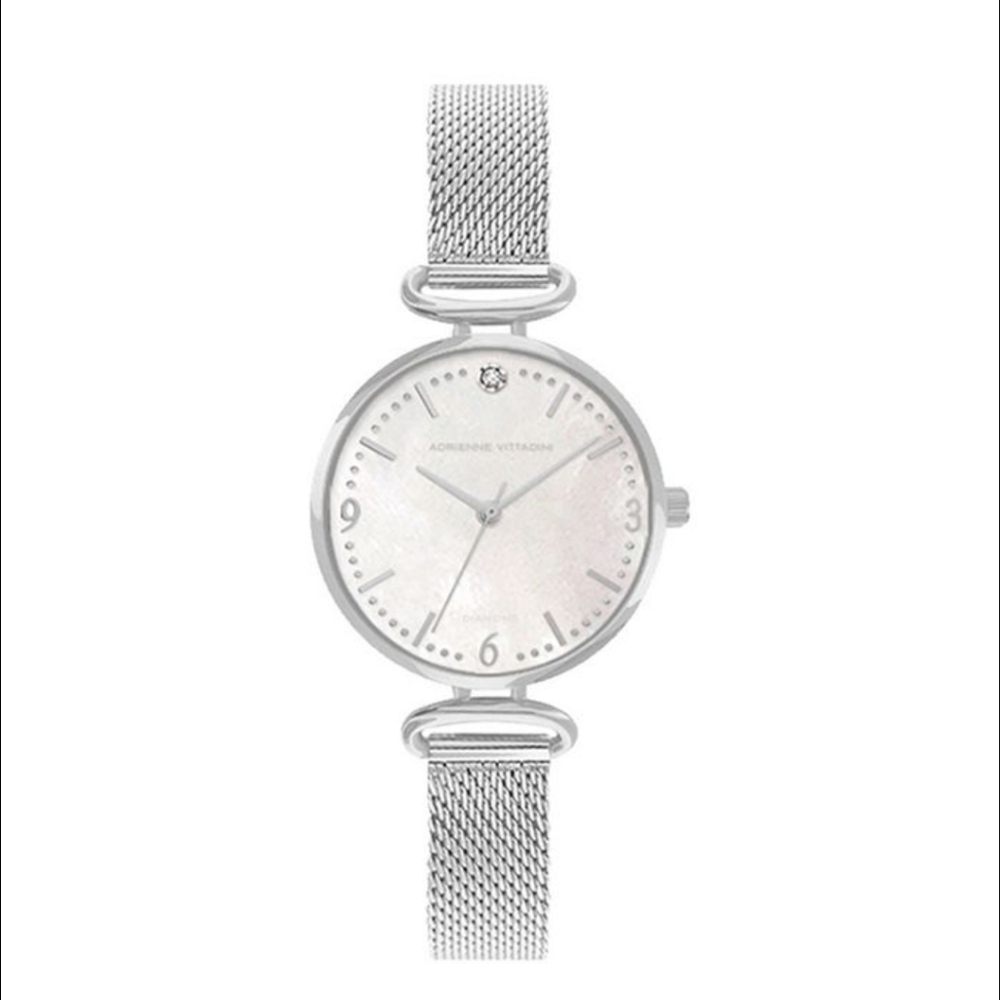 Adrienne Vittadini Silver Mesh Women's Watch